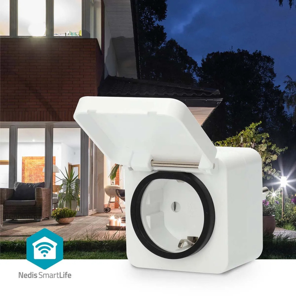 Produktbild för Nedis SmartLife - smart kontakt - IP44, 3680W - Wi-Fi - vit, grå
