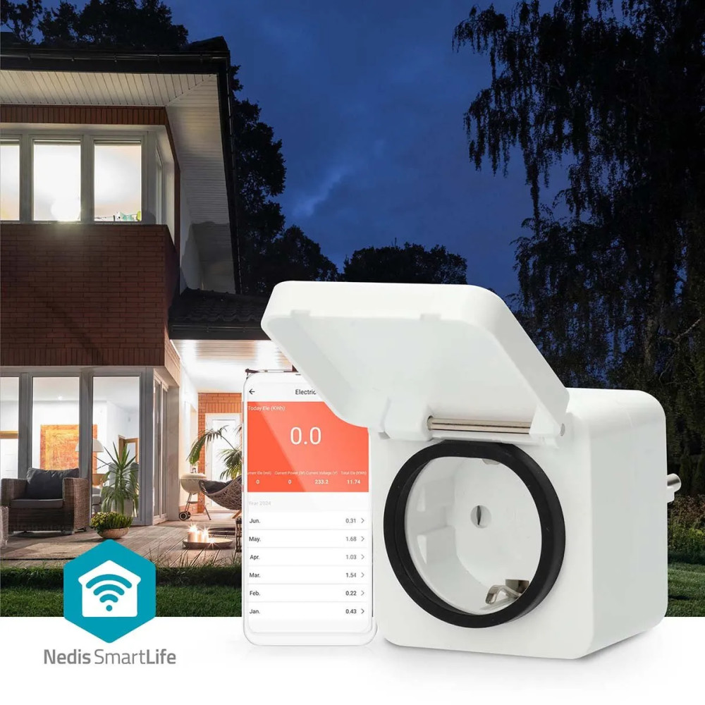 Produktbild för Nedis SmartLife - smart kontakt - IP44, 3680W - Wi-Fi - vit, grå