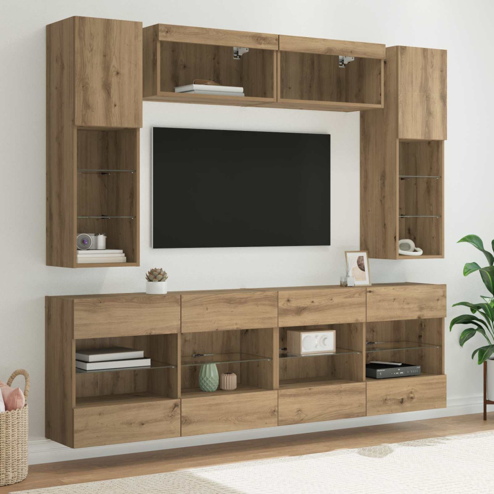 Produktbild för TV väggskåp set 6 pcs Artisan Ek Konstruerat trä