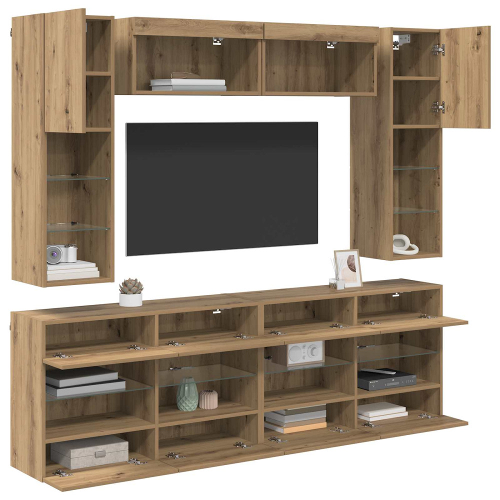 Produktbild för TV väggskåp set 6 pcs Artisan Ek Konstruerat trä