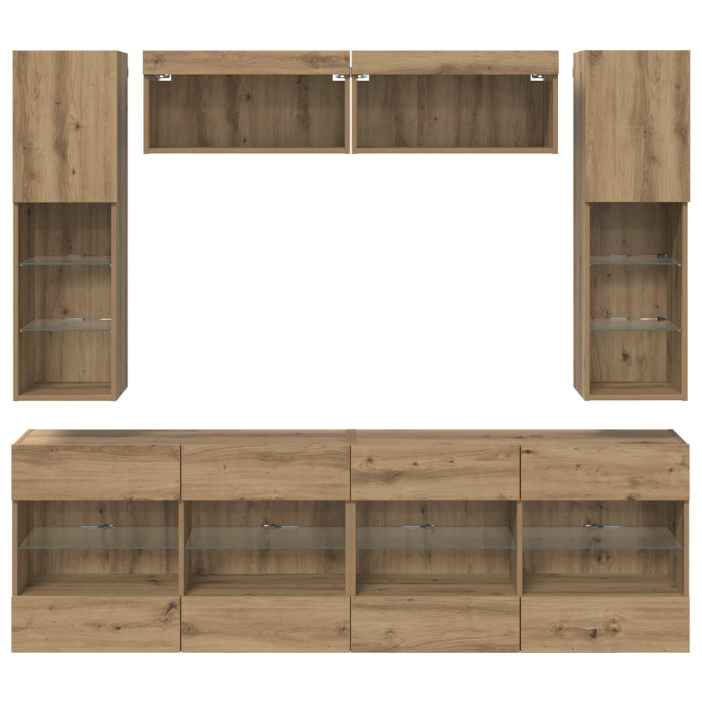 Produktbild för TV väggskåp set 6 pcs Artisan Ek Konstruerat trä