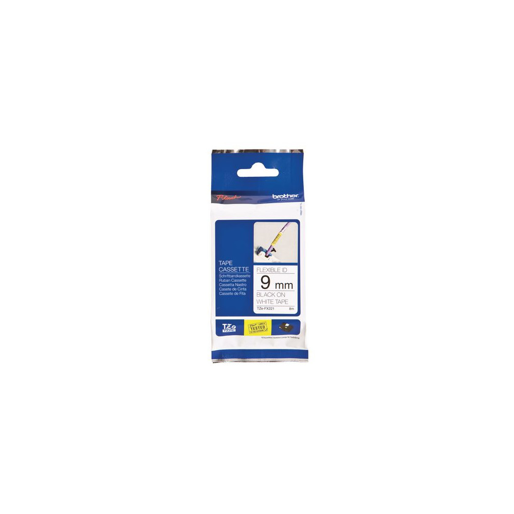 Produktbild för Tape BROTHER TZEFX221 9mm svart på vit
