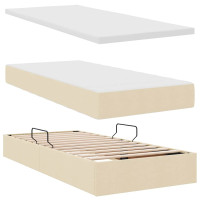 Produktbild för LED förvaringssäng med madrass Kräm 180 x 200 cm Tyg