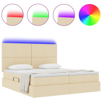 Produktbild för LED förvaringssäng med madrass Kräm 180 x 200 cm Tyg