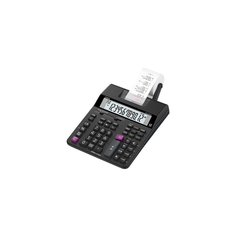 Produktbild för Strimmelregner Casio HR-200RCE Euro m/stort 12 cifret displa...