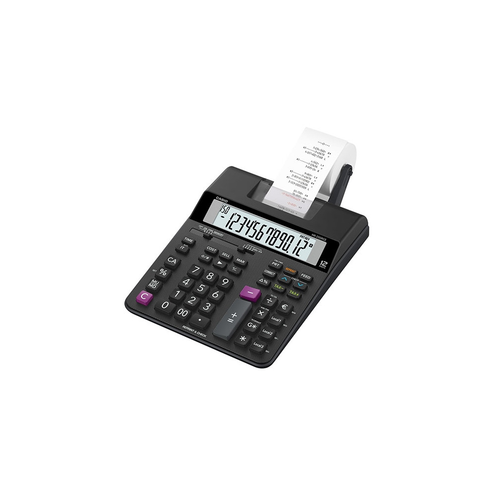 Produktbild för Strimmelregner Casio HR-200RCE Euro m/stort 12 cifret displa...