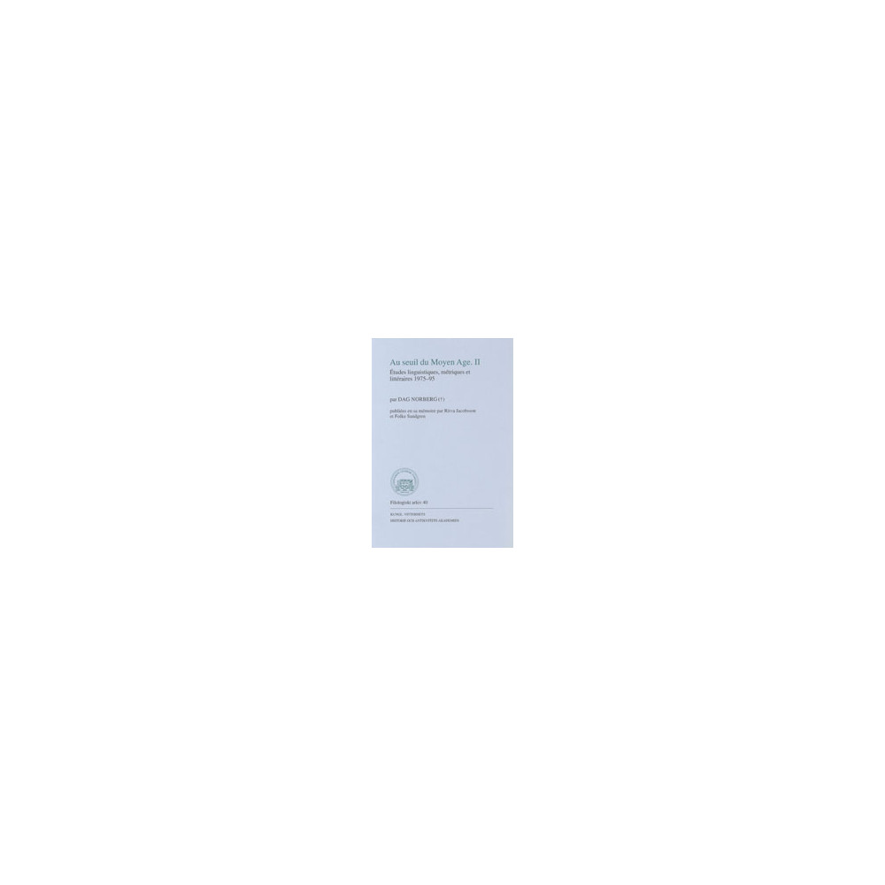Produktbild för Au seuil du Moyen Age. II : Études linguistiques, métriques et littéraires 1975-95 (häftad, fre)