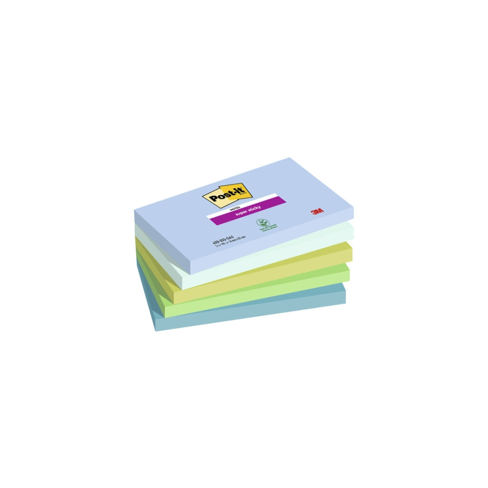 Produktbild för Post-it Super Sticky 655-5SS-OAS - anteckningar - 127 x 76 mm - 450 ark (5 x 90)