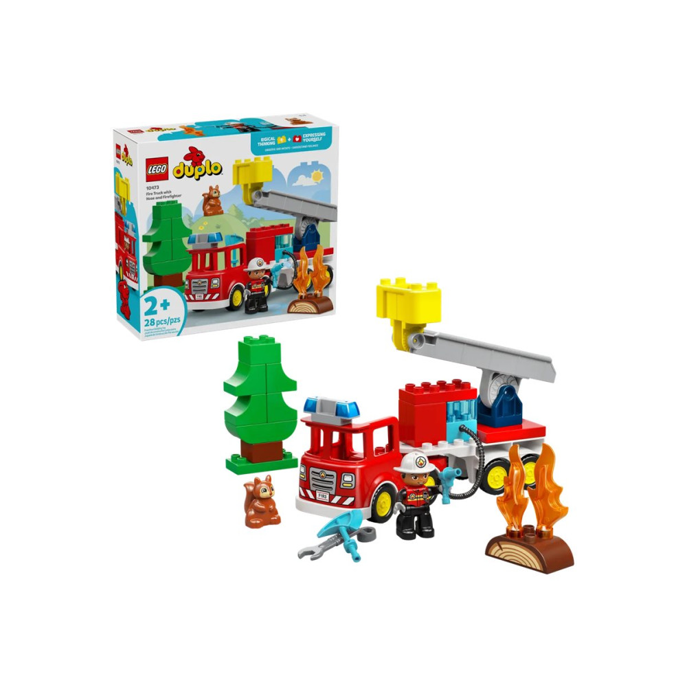 Produktbild för LEGO DUPLO 10473 - Brandbil med slang och brandman - byggsats