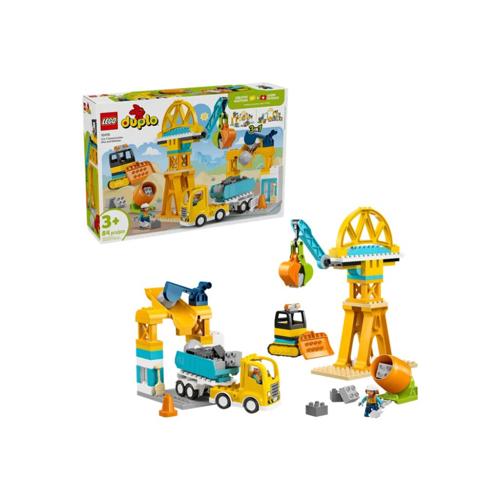 Produktbild för LEGO DUPLO 10476 - 3-i-1 byggarbetsplats och fordon - byggsats