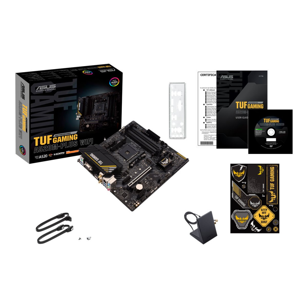 Produktbild för ASUS TUF GAMING A520M-PLUS WIFI - moderkort - micro ATX - Socket AM4 - AMD A520