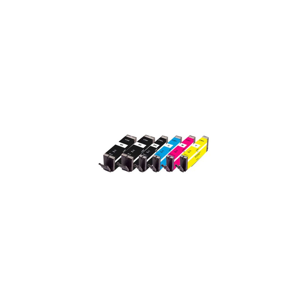 Produktbild för Peach Multi Pack Plus - 6-pack - S - svart, gul, cyan, magenta, foto-svart - kompatibel - återanvänd - bläckpatron (alternativ för: Canon CLI-551, Canon PGI-550)