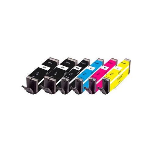Peach Peach Multi Pack Plus - 6-pack - S - svart, gul, cyan, magenta, foto-svart - kompatibel - återanvänd - bläckpatron (alternativ för: Canon CLI-551, Canon PGI-550)