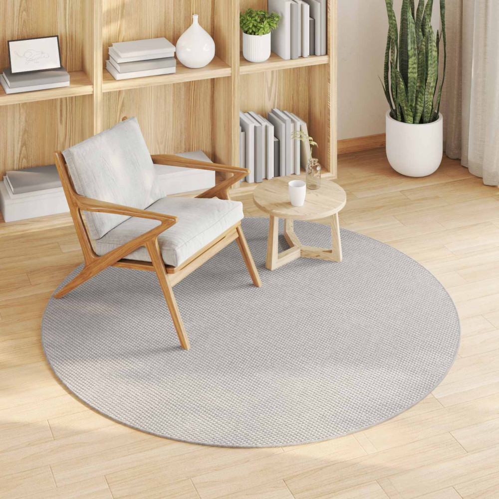 Produktbild för Områdesmattor Rund LUGO Krämfärgad och grå Ø 160 CM Polyester