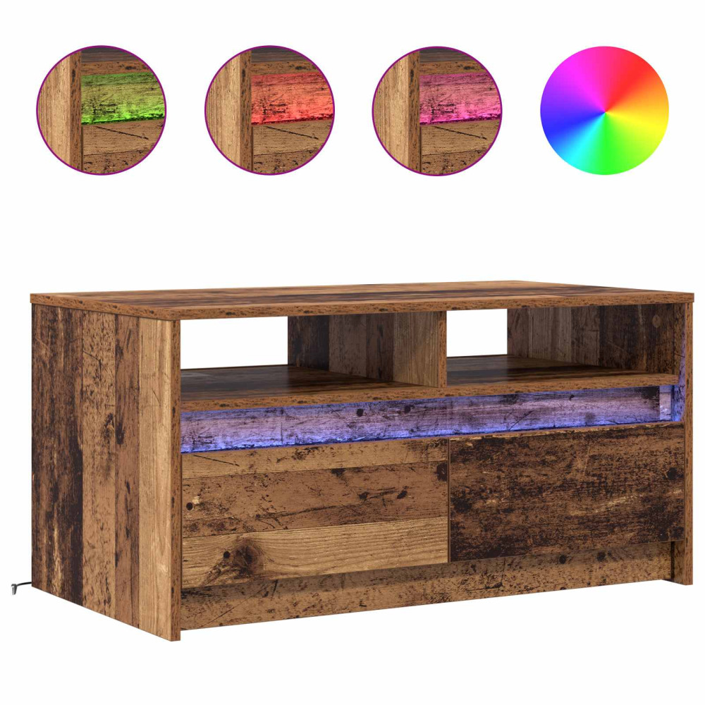Produktbild för Kaffeebord med låda Gammalt trä 90 x 50 x 45 cm Konstruerat trä