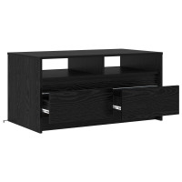 Produktbild för Kaffeebord med låda Svart Ek 90 x 50 x 45 cm Konstruerat trä