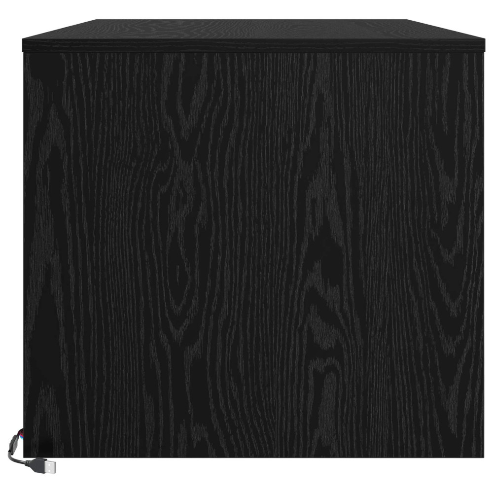 Produktbild för Kaffeebord med låda Svart Ek 90 x 50 x 45 cm Konstruerat trä