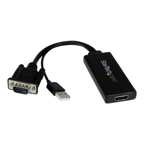 StarTech.com StarTech.com VGA till HDMI-adapter med USB-audio & -ström – bärbar VGA till HDMI-konverterare – 1080p - adapterkabel - HDMI/VGA/ljud/USB - 26 cm