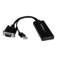Produktbild för StarTech.com VGA till HDMI-adapter med USB-audio & -ström – bärbar VGA till HDMI-konverterare – 1080p - adapterkabel - HDMI/VGA/ljud/USB - 26 cm