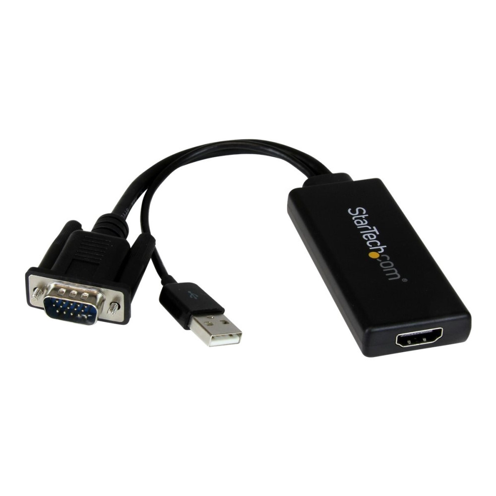 Produktbild för StarTech.com VGA till HDMI-adapter med USB-audio & -ström – bärbar VGA till HDMI-konverterare – 1080p - adapterkabel - HDMI/VGA/ljud/USB - 26 cm