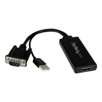 Produktbild för StarTech.com VGA till HDMI-adapter med USB-audio & -ström – bärbar VGA till HDMI-konverterare – 1080p - adapterkabel - HDMI/VGA/ljud/USB - 26 cm