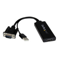 Produktbild för StarTech.com VGA till HDMI-adapter med USB-audio & -ström – bärbar VGA till HDMI-konverterare – 1080p - adapterkabel - HDMI/VGA/ljud/USB - 26 cm
