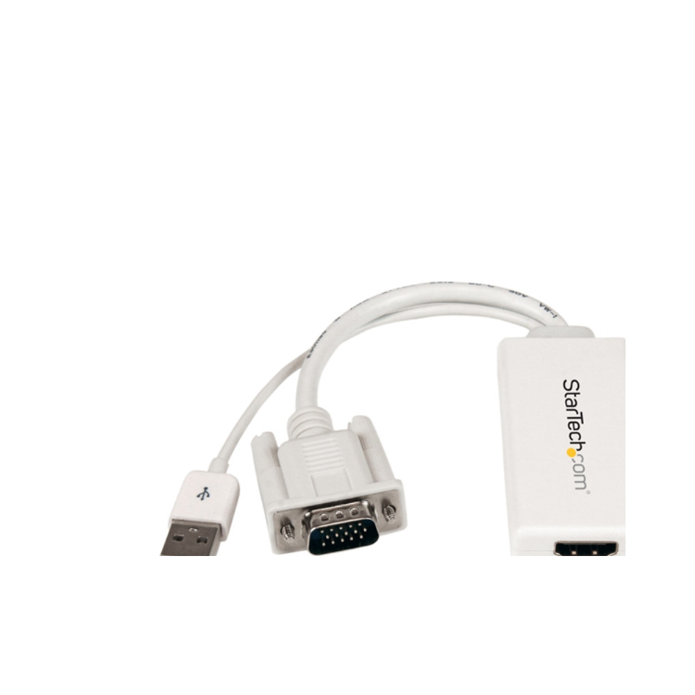 Produktbild för StarTech.com VGA till HDMI-adapter med USB-audio & -ström – bärbar VGA till HDMI-konverterare – 1080p - adapterkabel - HDMI/VGA/ljud/USB - 26 cm