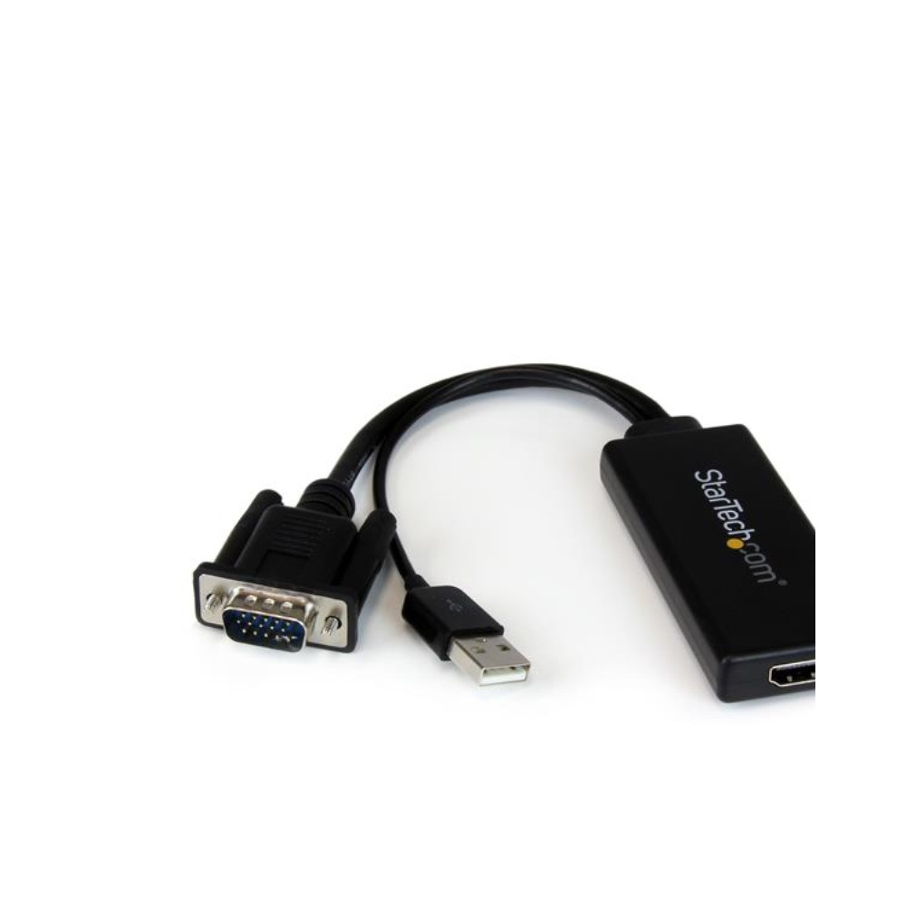 Produktbild för StarTech.com VGA till HDMI-adapter med USB-audio & -ström – bärbar VGA till HDMI-konverterare – 1080p - adapterkabel - HDMI/VGA/ljud/USB - 26 cm