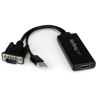 Produktbild för StarTech.com VGA till HDMI-adapter med USB-audio & -ström – bärbar VGA till HDMI-konverterare – 1080p - adapterkabel - HDMI/VGA/ljud/USB - 26 cm