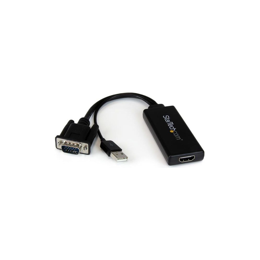Produktbild för StarTech.com VGA till HDMI-adapter med USB-audio & -ström – bärbar VGA till HDMI-konverterare – 1080p - adapterkabel - HDMI/VGA/ljud/USB - 26 cm