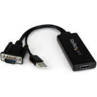 Produktbild för StarTech.com VGA till HDMI-adapter med USB-audio & -ström – bärbar VGA till HDMI-konverterare – 1080p - adapterkabel - HDMI/VGA/ljud/USB - 26 cm