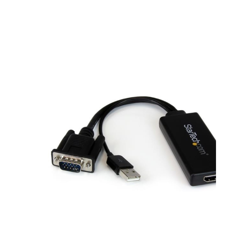 Produktbild för StarTech.com VGA till HDMI-adapter med USB-audio & -ström – bärbar VGA till HDMI-konverterare – 1080p - adapterkabel - HDMI/VGA/ljud/USB - 26 cm