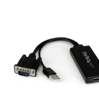 Produktbild för StarTech.com VGA till HDMI-adapter med USB-audio & -ström – bärbar VGA till HDMI-konverterare – 1080p - adapterkabel - HDMI/VGA/ljud/USB - 26 cm