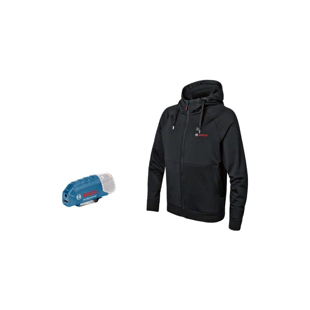 Produktbild för Bosch GHH 12+18V XA Professional - huvtröja - XXX large - 5% spandex, 95 % polyester - svart
