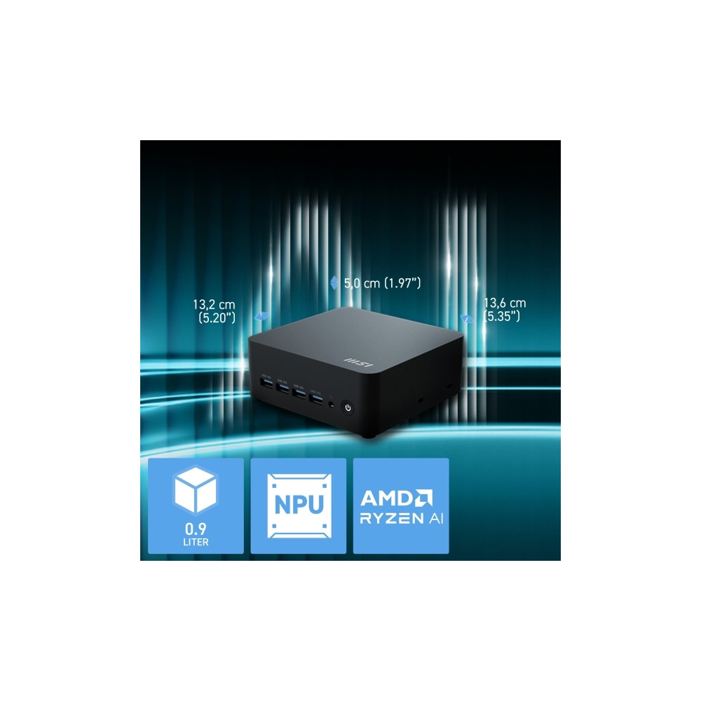Produktbild för MSI Cubi Z AI 8M 008BEU - mini-PC Ryzen 5 8645HS 4.3 GHz - 0 GB - ingen HDD