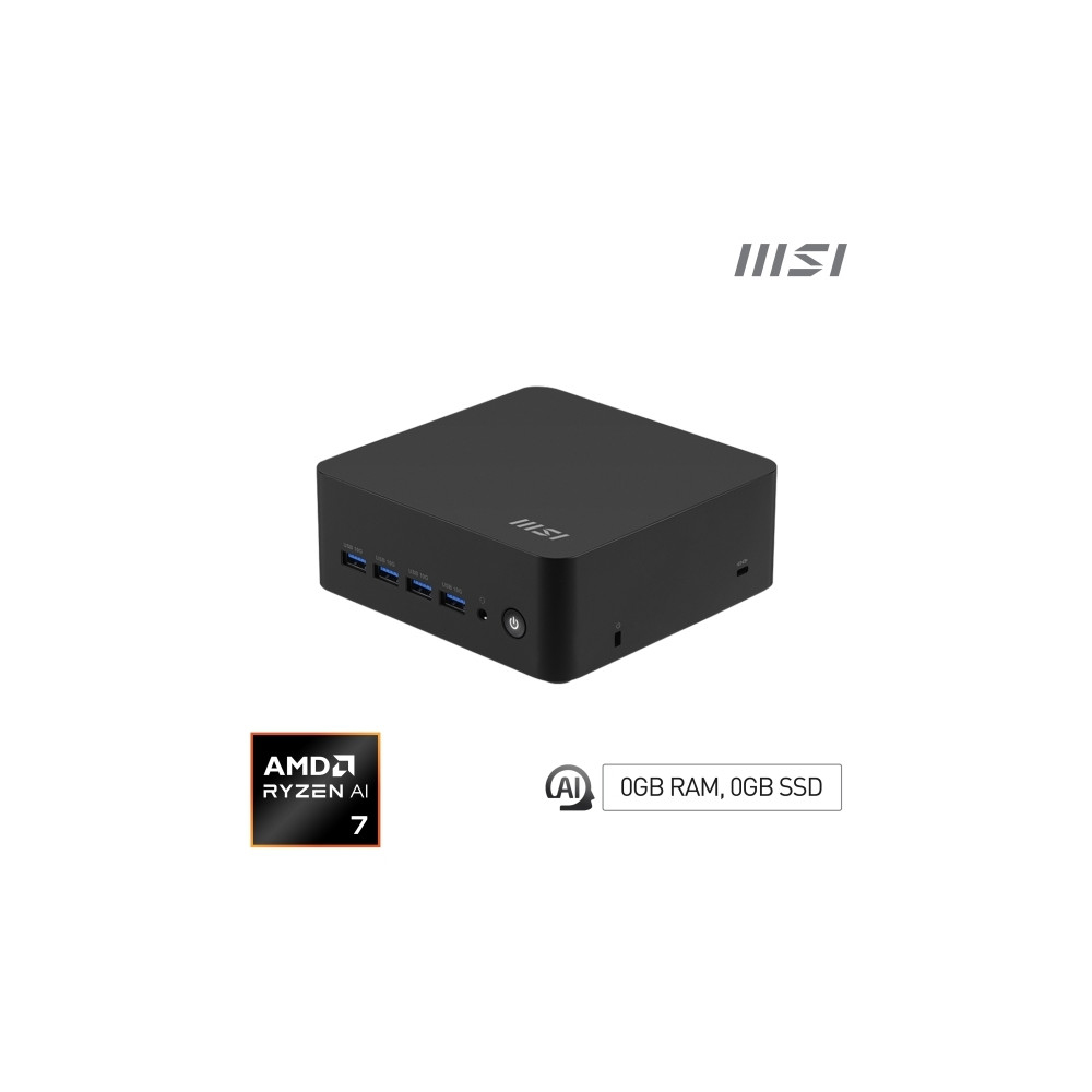 Produktbild för MSI Cubi Z AI 8M 006BEU - mini-PC Ryzen 7 8845HS 3.8 GHz - 0 GB - ingen HDD