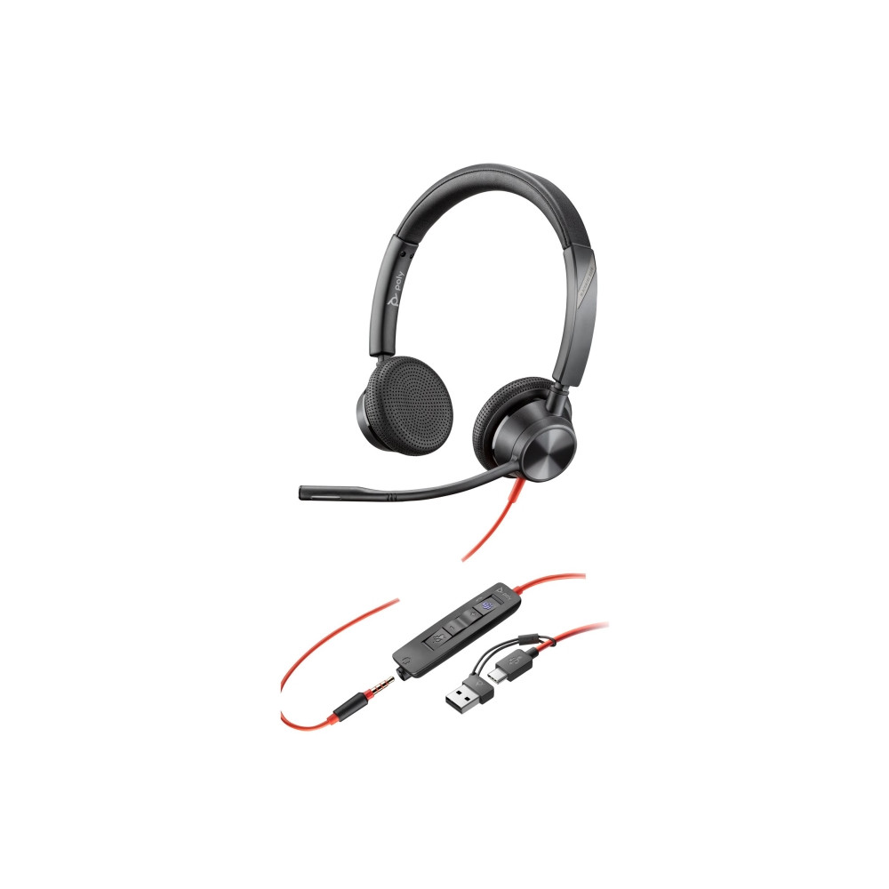 Produktbild för HP Poly Blackwire 3325 - headset - 3,5 mm kontakt, USB-C