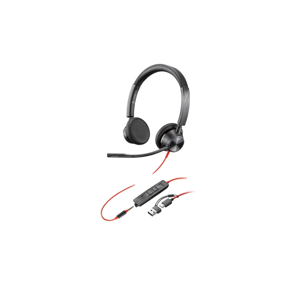 Produktbild för HP Poly Blackwire 3325 - headset - 3,5 mm kontakt, USB-C