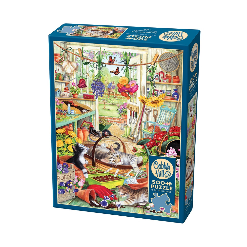 Produktbild för Potting Shed Cats, Pussel, 500 bitar, Cobble Hill