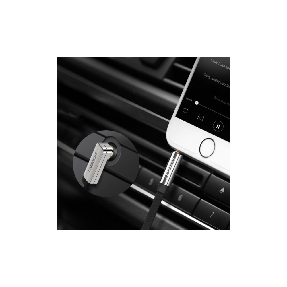 Produktbild för UGREEN flat AUX-ljudkabel 3,5 mm mini-jack 5 m silver (10729...