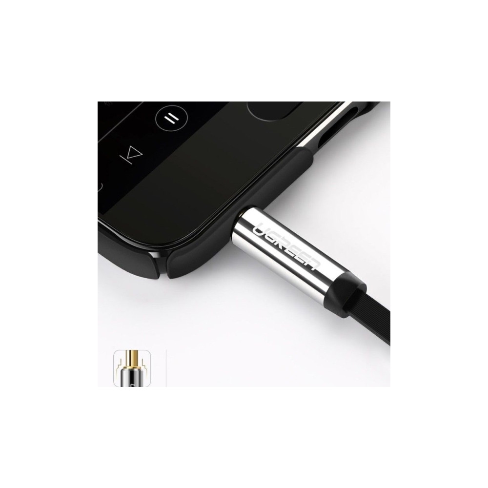 Produktbild för UGREEN flat AUX-ljudkabel 3,5 mm mini-jack 5 m silver (10729...