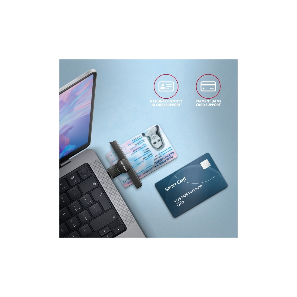 Produktbild för AXAGON CRE-SMPC - SMART-kortläsare - USB-C