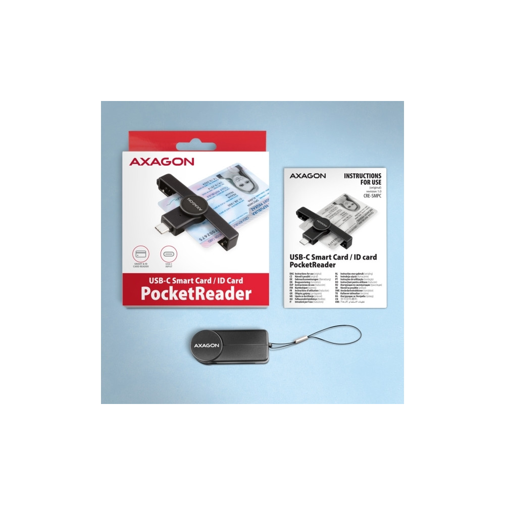 Produktbild för AXAGON CRE-SMPC - SMART-kortläsare - USB-C