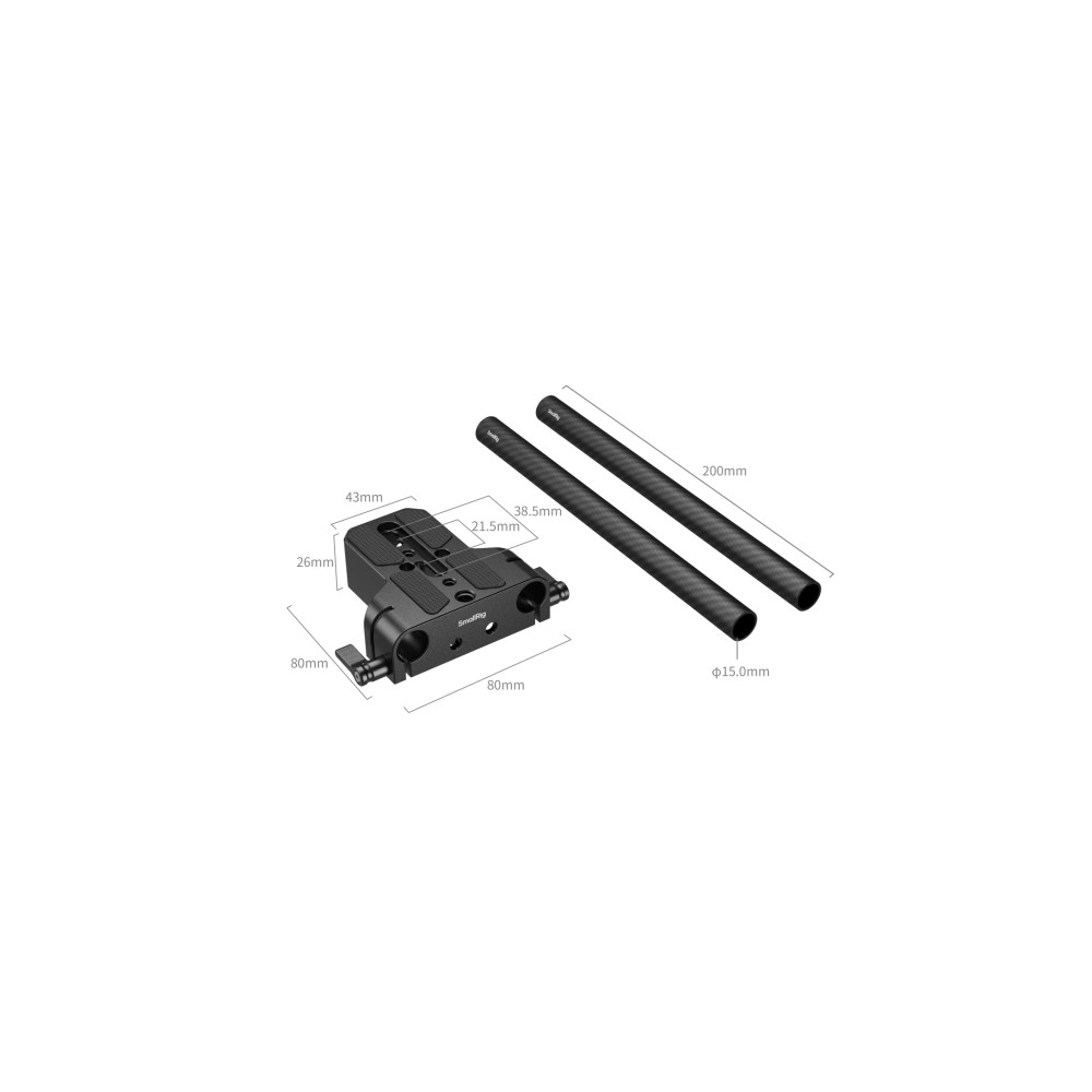 Produktbild för SmallRig 5609, monteringsplatta, svart, kolfiber, silikon, 1...