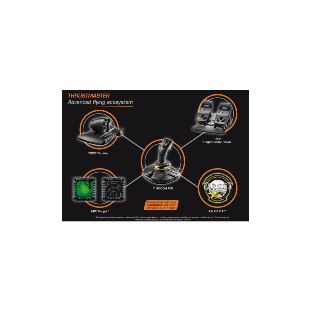 Produktbild för ThrustMaster T.16000M FCS Flight Pack - styrspak, gas och pedaler - kabelansluten