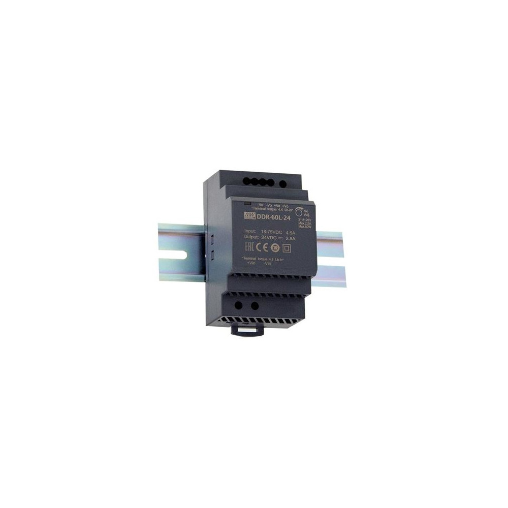 Produktbild för MEAN WELL DDR-60G-24, 60 W, 24 V, RoHS, 52,5 mm, 54,5 mm, 90...