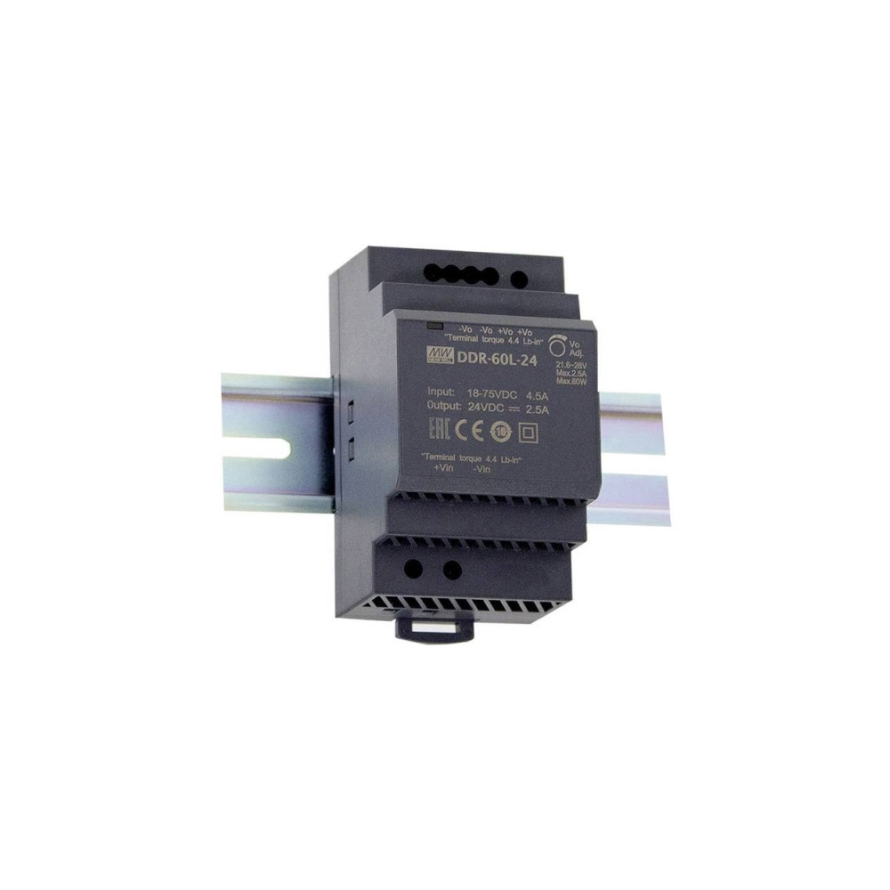 Produktbild för MEAN WELL DDR-60G-24, 60 W, 24 V, RoHS, 52,5 mm, 54,5 mm, 90...
