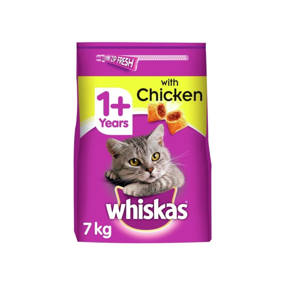 Produktbild för Whiskas torrfoder för vuxna katter med kyckling
