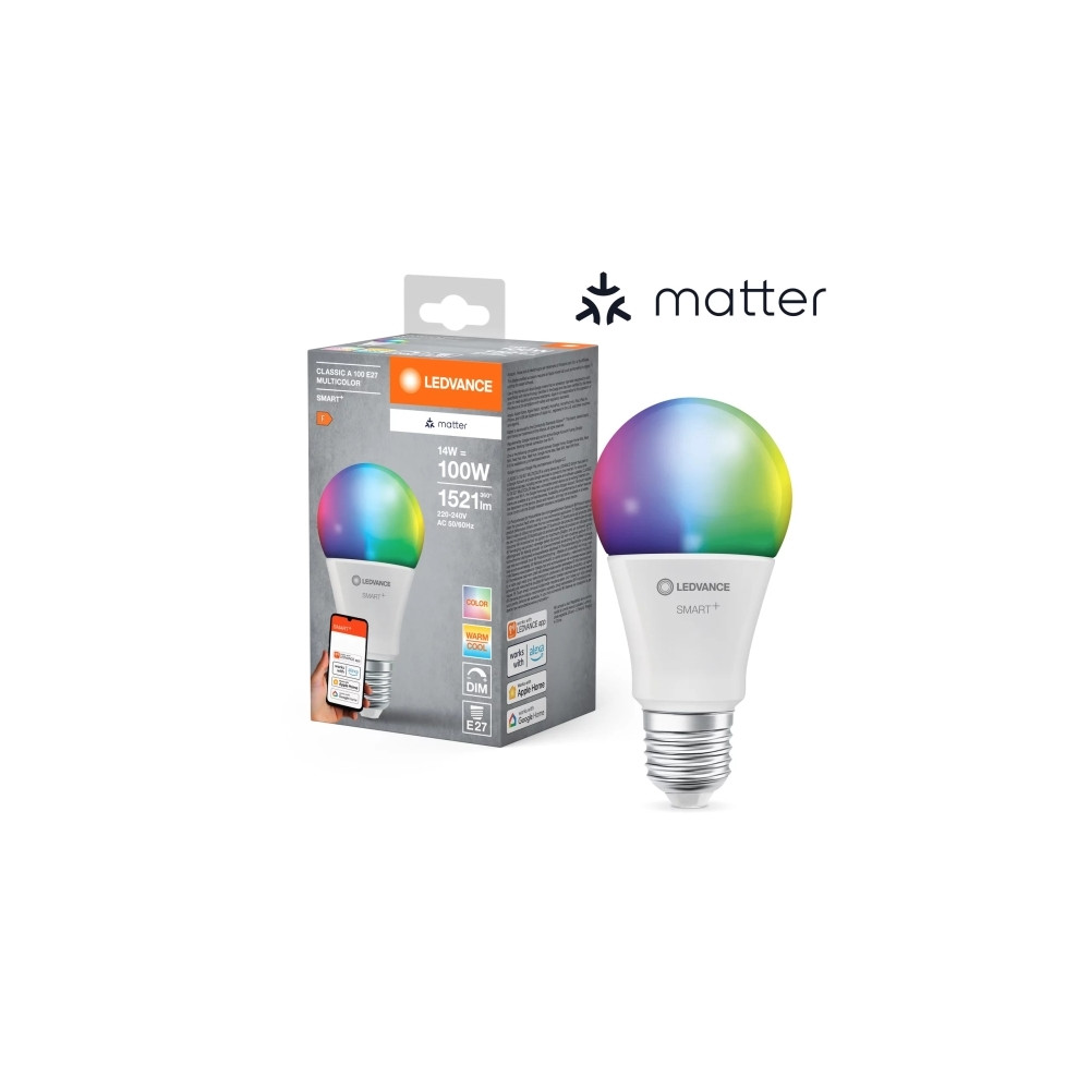 Produktbild för LEDVANCE SMART+ MATTER Multicolor Classic A100 14W
