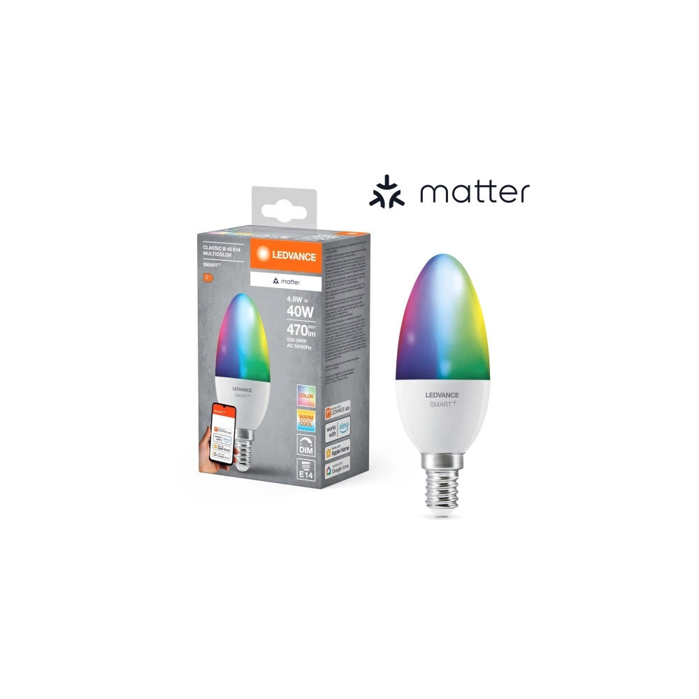 Produktbild för LEDVANCE SMART+ MATTER Multicolor Classic B40 4,9W